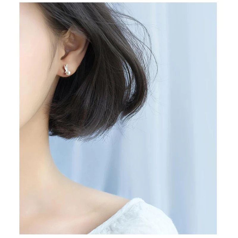 Серьги гвоздики из серебра 2020100% пробы с кроликом и репой|Серьги-гвоздики| |