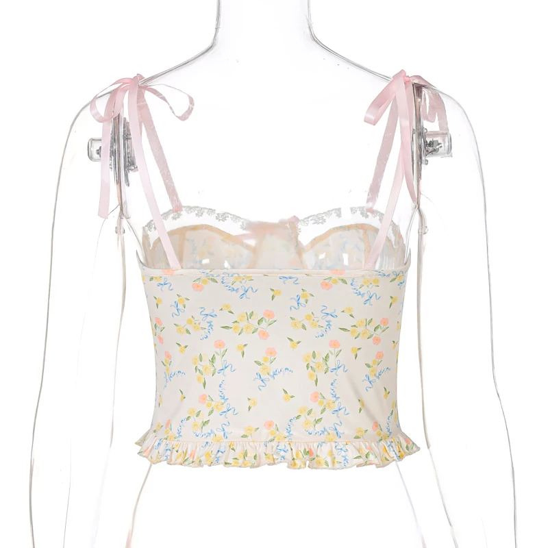 

Summer Crop Top 2021 New Women Strappy Lace Broken Beautiful Design Tank Tops Vest Sexy Short Crop Tops Camis Tees Tops Female