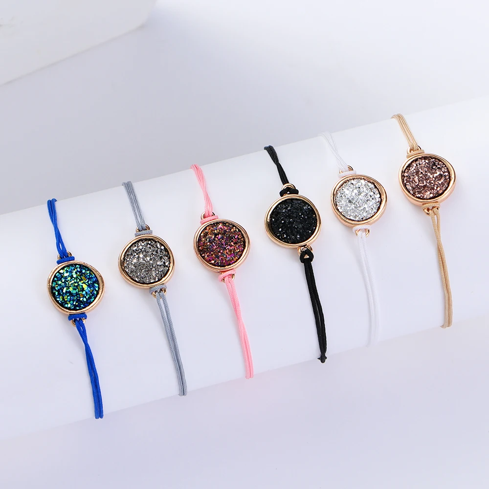 Сверкающий Браслет из натурального камня ювелирные изделия кристалл кварц друза