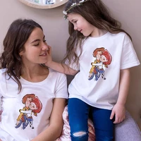 t shirt for family toy story cowboy woody cowgirl jessie hugs print mum and daughter short sleeve tshirt adult top tee shirt