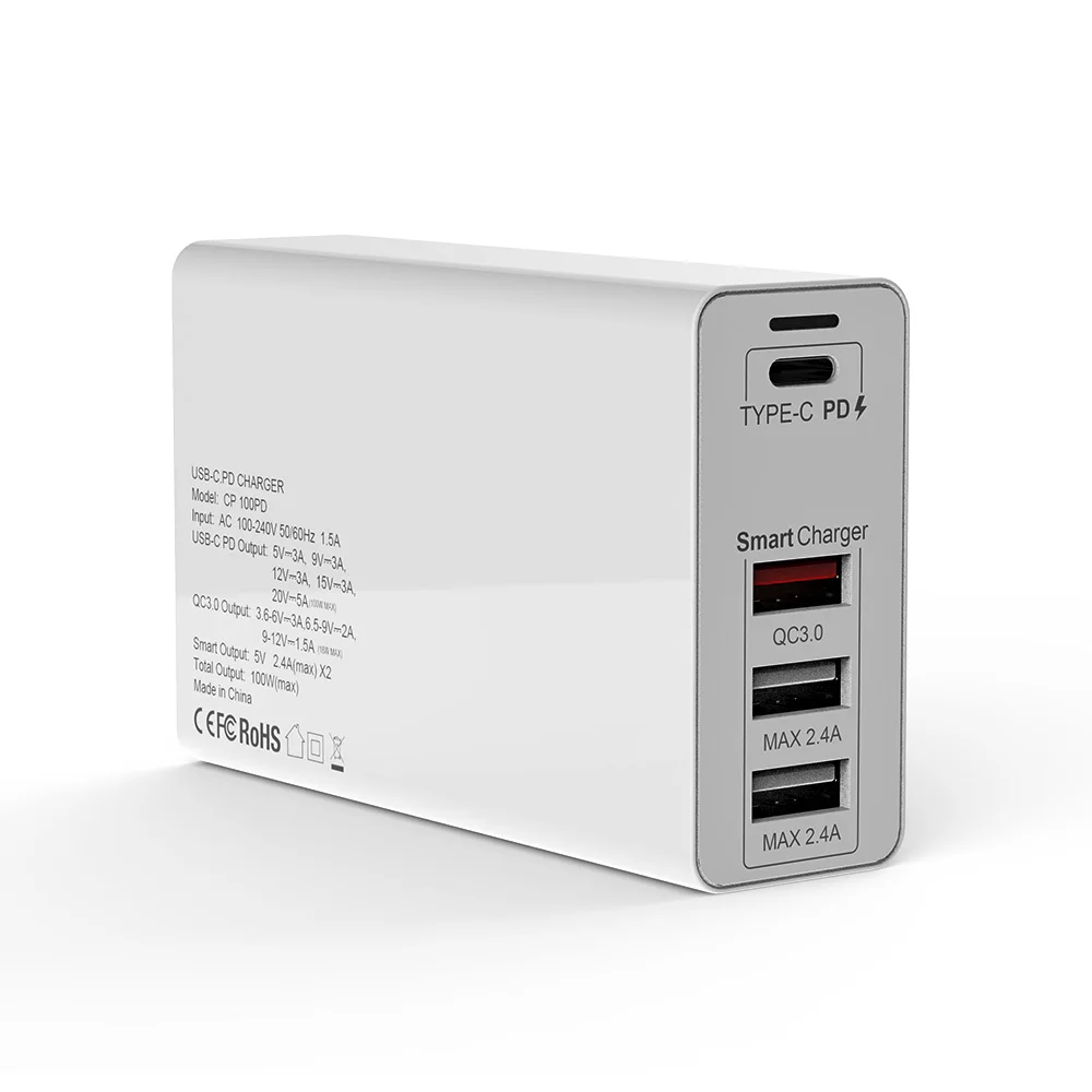 100 Вт мульти быстрое зарядное устройство PD Type C USB для Samsung iPhone Huawei Tablet QC 3 0