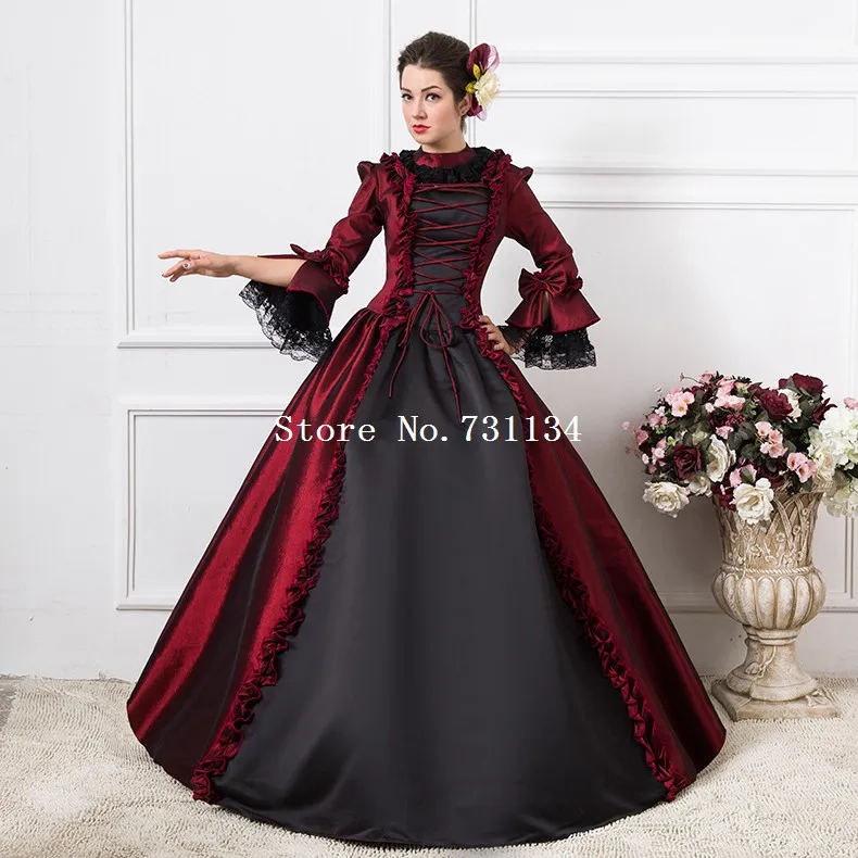 Новое поступление винно красное платье королевы вампира средневековое
