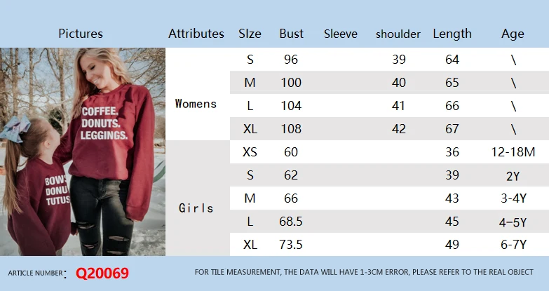 

Autumn Mother-Daughter Sweatshirt Red Wine Letter Print Long Sleeve Ribbed Closing Parent-child Clothing
