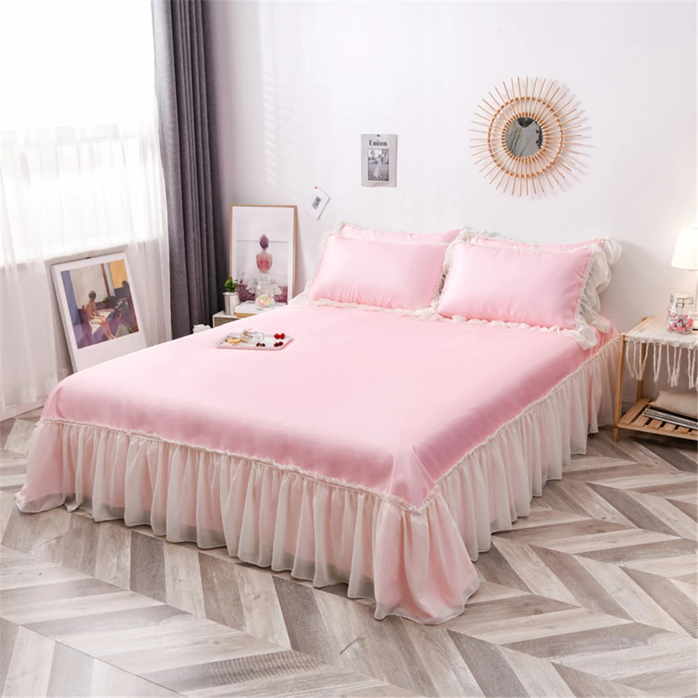 

ADOREHOUSE Cool волокна простыня плиссированные кровать юбка комплект из 3 предметов, набор постельного белья (Цвет лист для плоскопечатной машины...