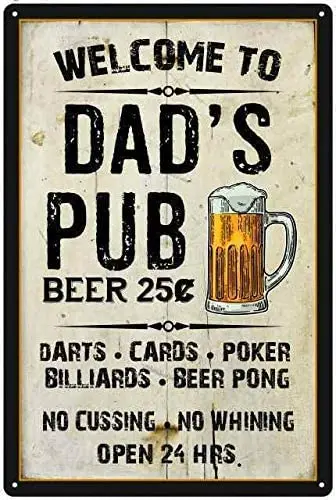 

JUCHen Dad's Pub New Metal Aluminum Sign BBQ Art Barbecue Garden Party Beer Man Cave Decor Novelty Art Sign for Indoor Outd