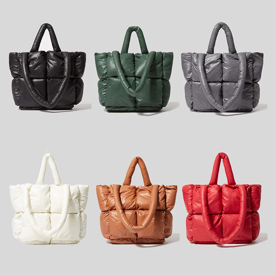 

Casual Sapce Padded Large Tote Women Shoulder Bags Designer Quilted Handbags Luxury Nylon Down Cotton Shopper Bag Big Purse 2021