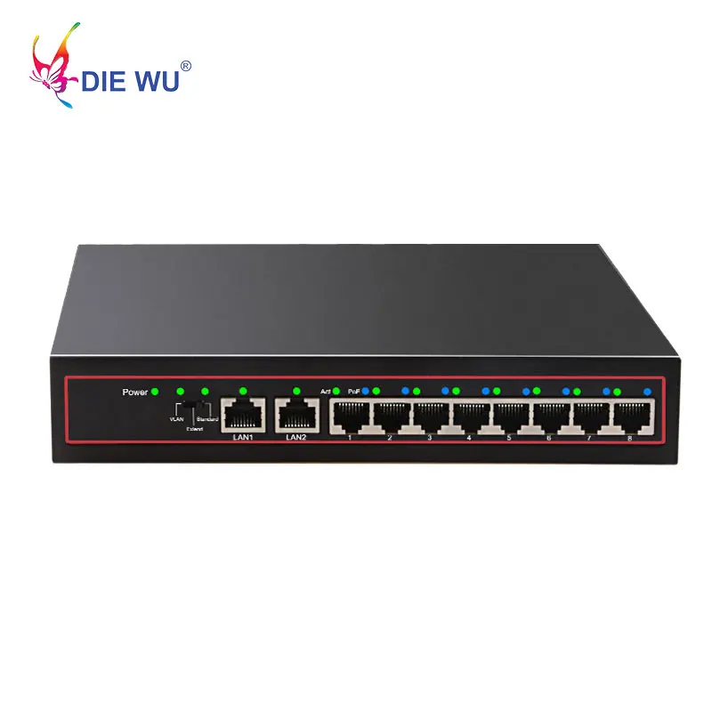 DIEWU 10 портов POE коммутатор питания по Ethernet сетевой 8 PoE выключатель инъектор для