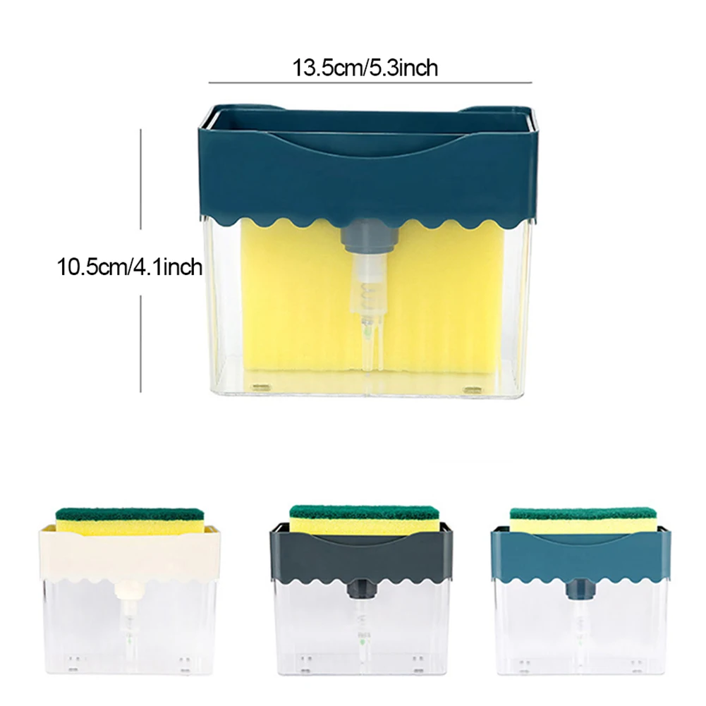 

Soap Dispenser Pump with Sponge Holder Soap Pump Sponge Caddy 13oz Liquid Soap Dispenser Bathroom Organizer Supplies