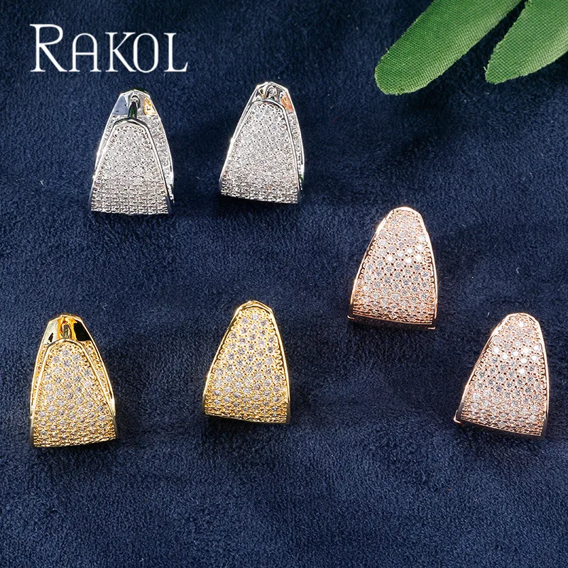 RAKOL queen AAA циркония кристалл белый цвет маленькие милые серьги-кольца для женщин Роскошные свадебные украшения подарок на день рождения RE0599K