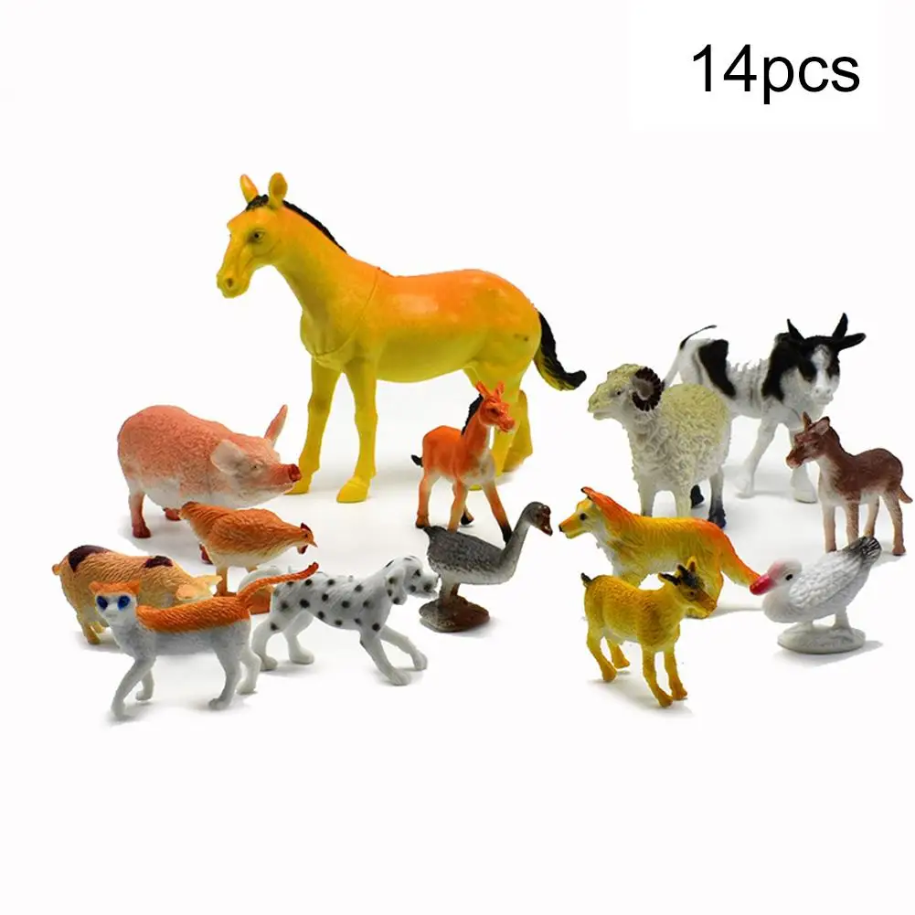 

14Pcs PVC Realistic Farm Animal Model Horse Sheep Pig Duck Goose Figure Table Decoration Toy