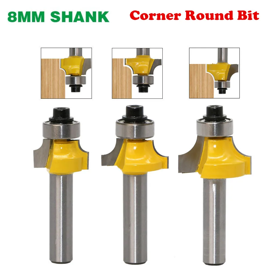 1 шт. 8 мм хвостовик Угловые круглые сверху древесины фрезы деревообрабатывающий