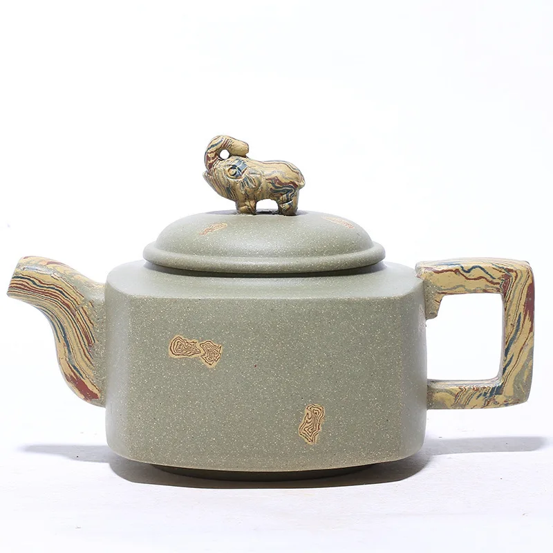 

Yixing Dark-red Enameled Pottery Teapot Raw Ore Section Mud Clay Good Luck And Happiness To You Kettle Tea Set Gift Teapot