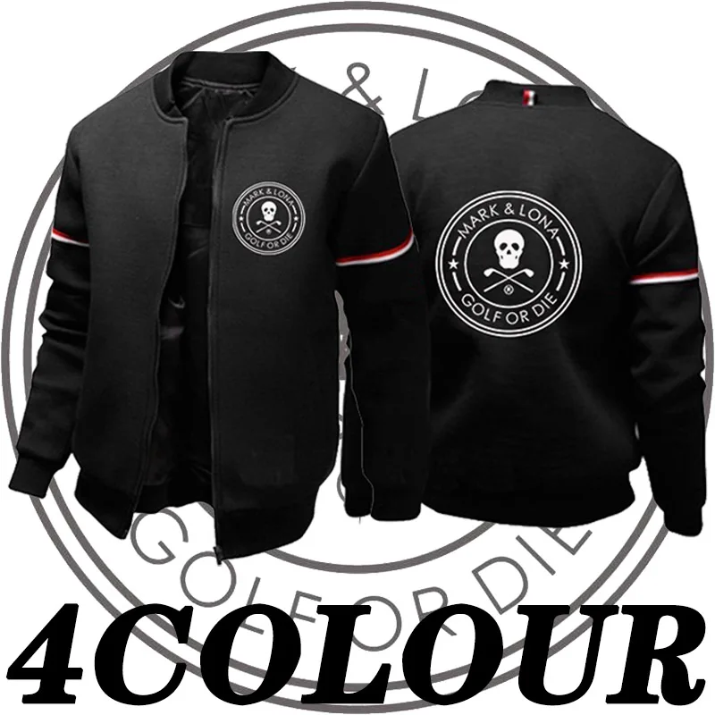 

2021new Mark Lona Print Men Autumn and Winter Solid Color Coat Casual Outdoor Baseball Clothes Man Slim Fit Sports Zipper Jacket