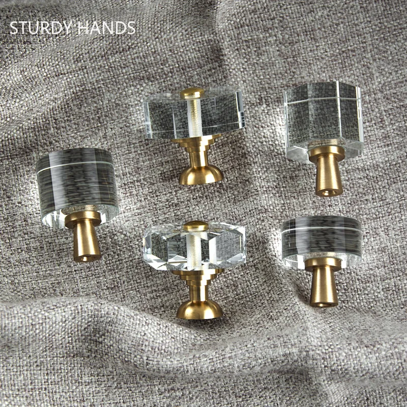 European Style Brass Crystal Handles Cupboard Door Knob Dresser Drawer Pulls Wardrobe Door Handle Furniture Hardware Accessories