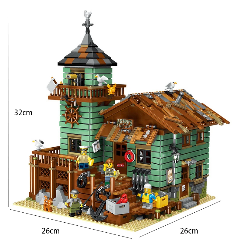 

2294 Pcs Fisherman's Hut Old Fishing Store Building Blocks Figures Bricks Sets Education Toys for Children Kids