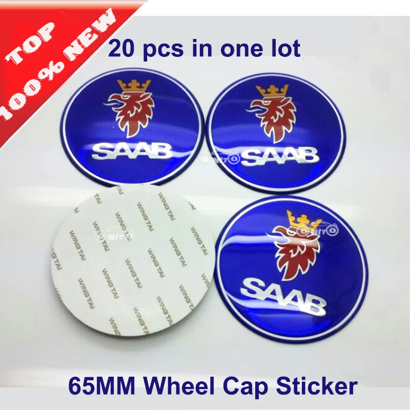 

Hot selling 20pcs 65mm Wheel Rims Cover car Wheel Badge Emblem for Saab Auto Wheel Center Cap 3d decals label stickers for saab
