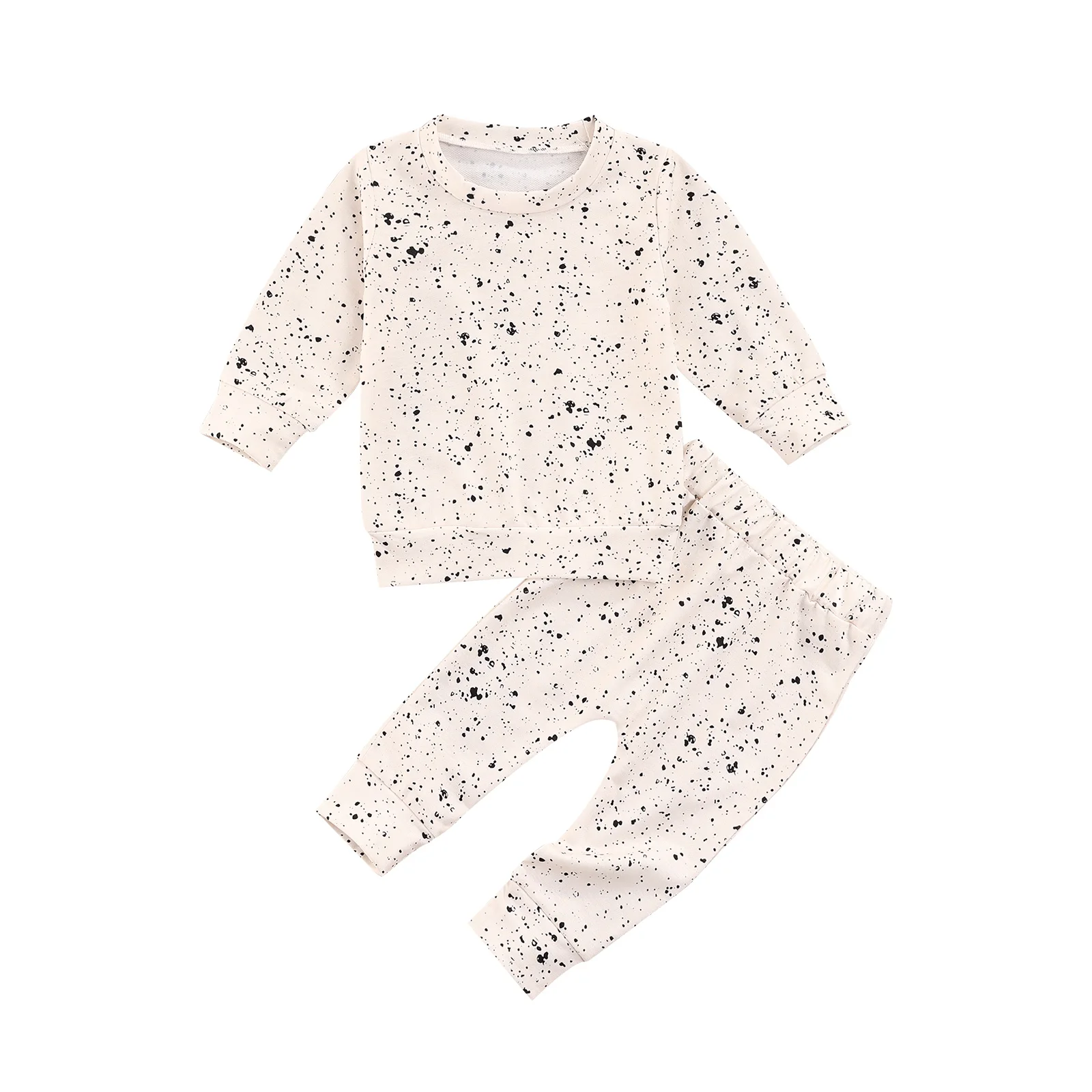 

2 Pcs Newborn Casual Outfits, Toddler Spot Print Long Sleeve Round Neck Sweatshirt + Trousers 2021