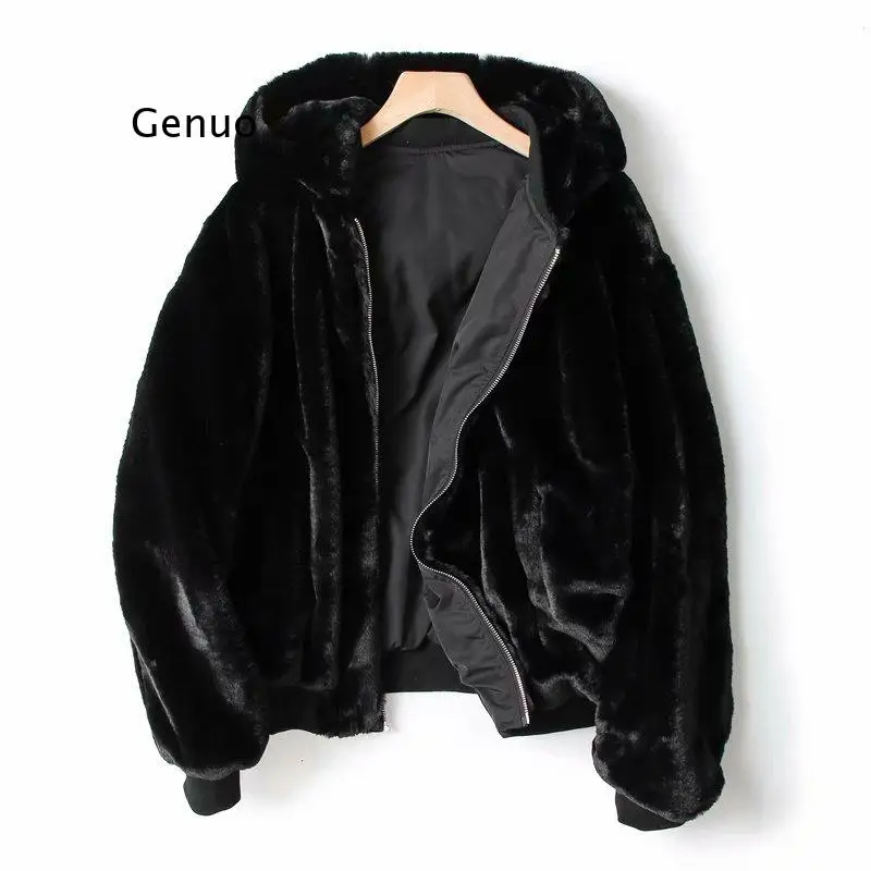 Autumn and Winter European and American Women's Double-Sided Flying Jacket Jacket Thickening Plus Fleece Jacket Cotton