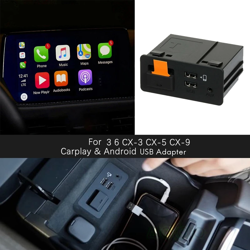 Для Apple Carplay Android Авто USB Aux адаптер Hub модернизации для Mazda 2 3 6 CX-3 CX-5 CX-9 TK78-66-9U0C |
