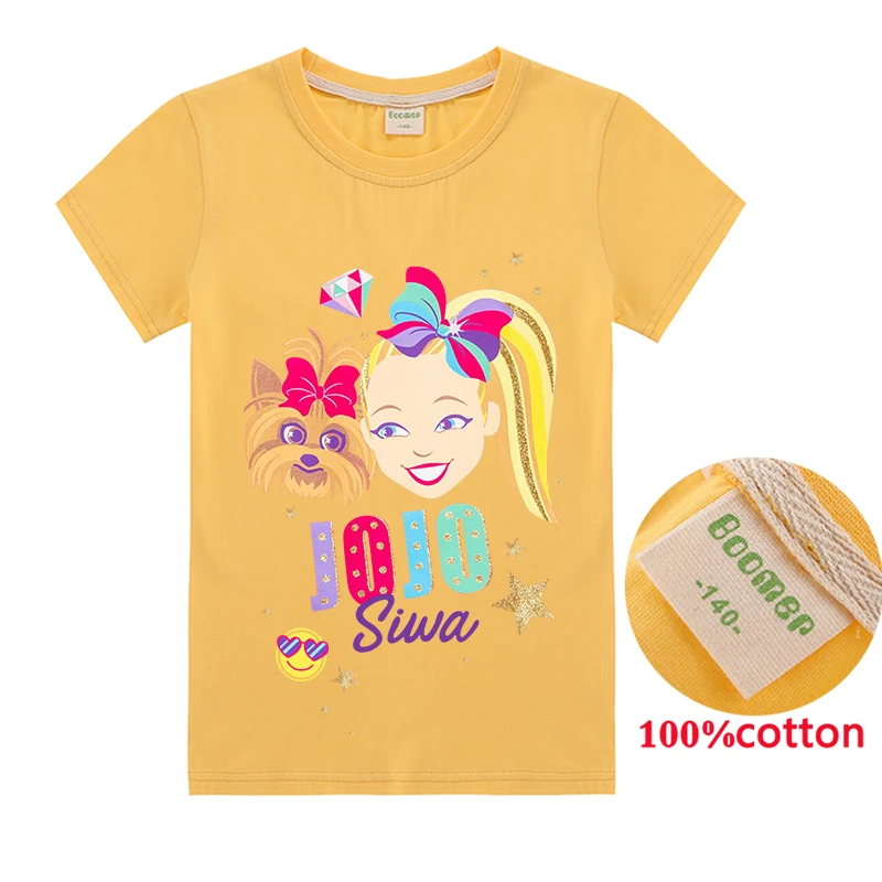 JOJO SIWA/Летняя одежда модная футболка хлопковые топы для девочек детские рубашки с