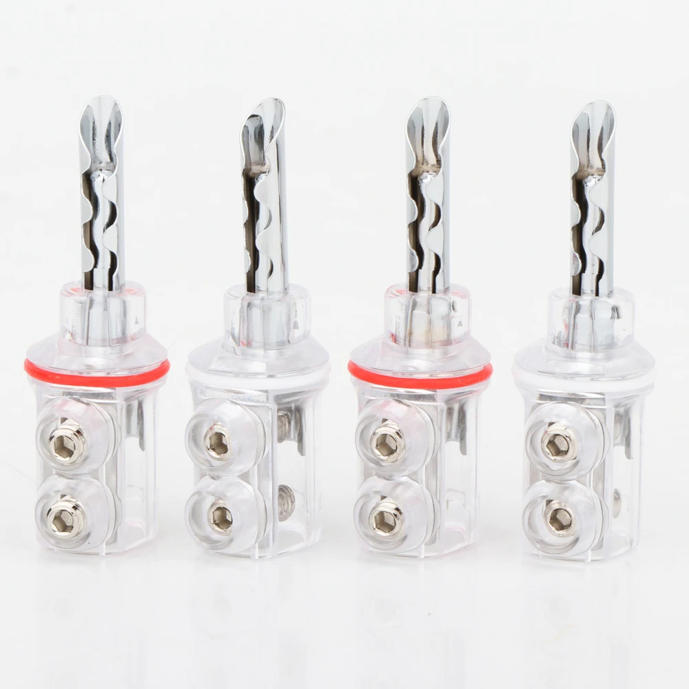 High Quality 1Set 4mm Rhodium plated BFA banana Transparent Cover Audio Banana Plug speaker cable