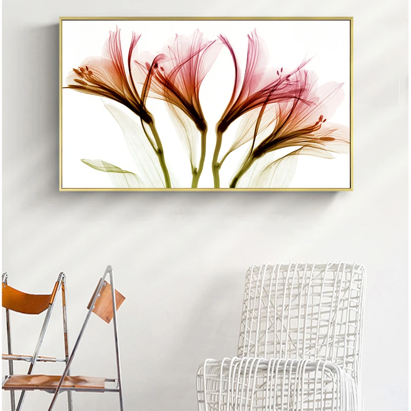 Элегантный поэтический современный прозрачный цветок розовый холст живопись