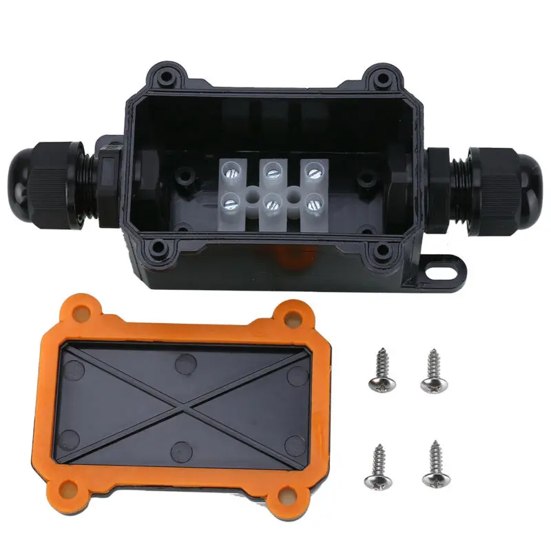 

2 Way Waterproof Electrical Junction Box Cable Wire Connector IP68 Tool Black