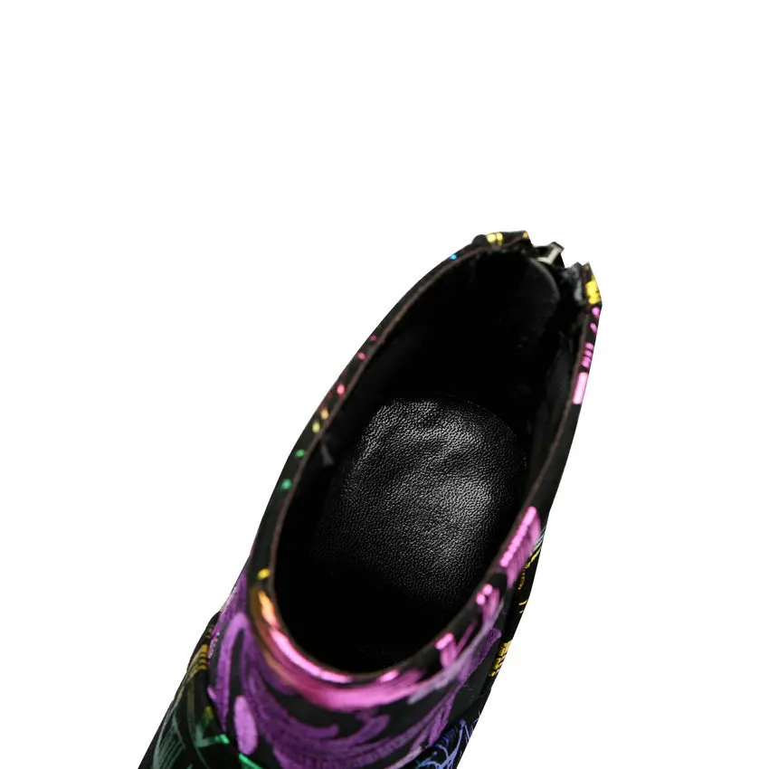 Женские замшевые ботильоны QUTAA розовые с острым носком на платформе тонком