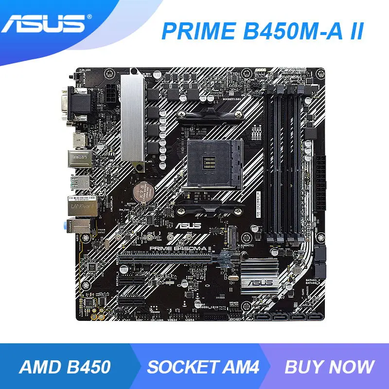 Verkauf PRIME B450M-A II Für ASAUS AMD B450 AM4 Motherboard DDR4 RAM 128GB M.2 AMD Ryzen CPU PCI-E X16 3,0 Slot Mit Box Motherboar Set