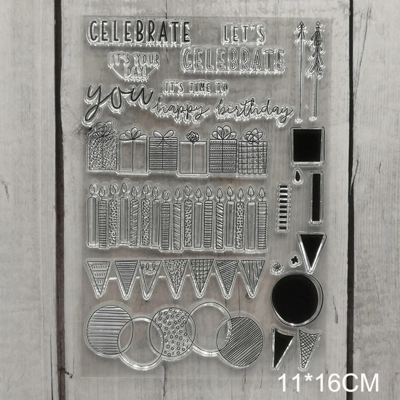 Праздничные свечи прозрачные штампы новинка 2019 скрапбукинг резиновый штамп