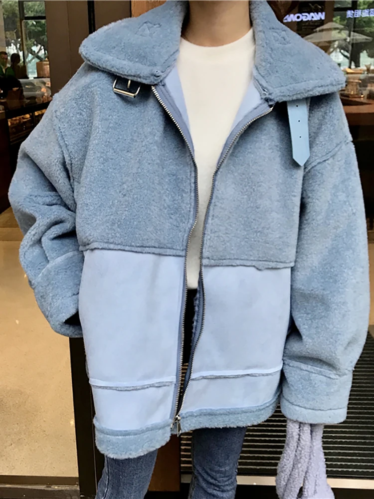 

Куртка женская осенне-зимняя из искусственной овечьей шерсти