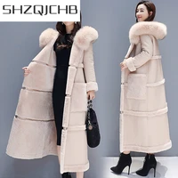 shzq winter faux fur coat women clothes 2021 korean faux sheep shearing fur jacket ladies long thick warm outerwear tf81135