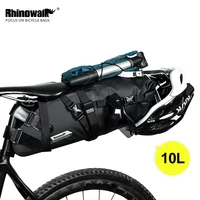 rhinowalk 10l bike waterproof bicycle saddle bag reflective large capacity foldable tail rear bag cycling mtb trunk pannier