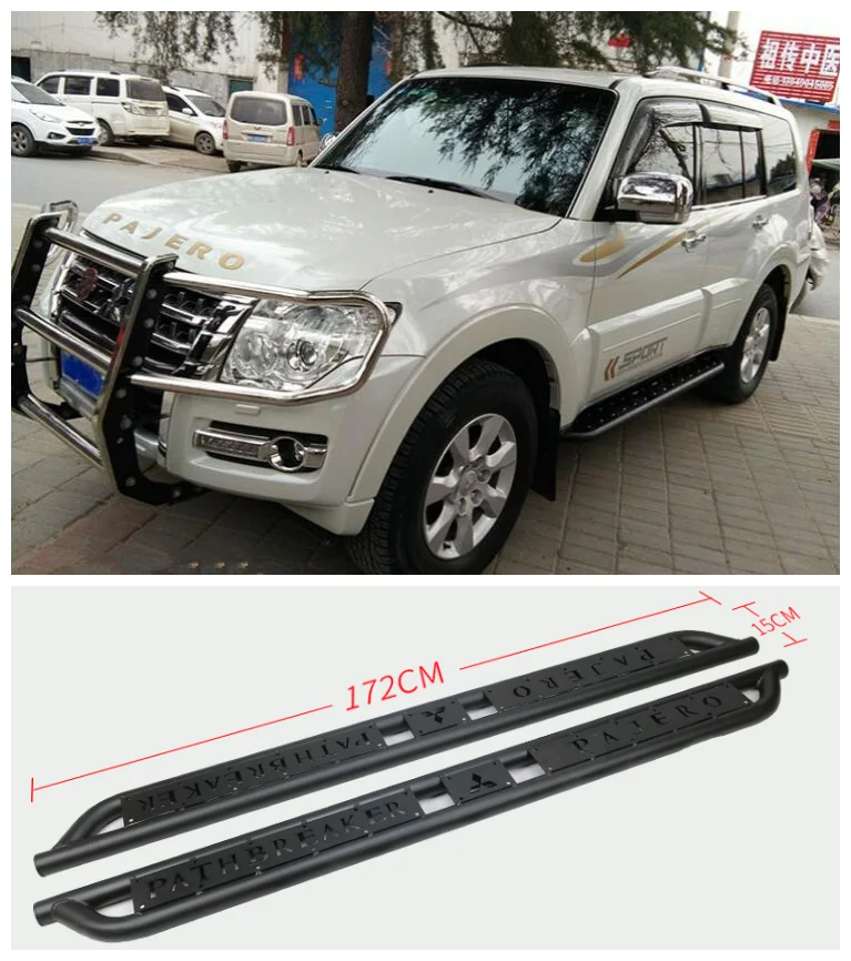

High quality Manganese Steel Running Boards Side Step Bar Pedals Fits For Mitsubishi Pajero V93 V97 1997-2017