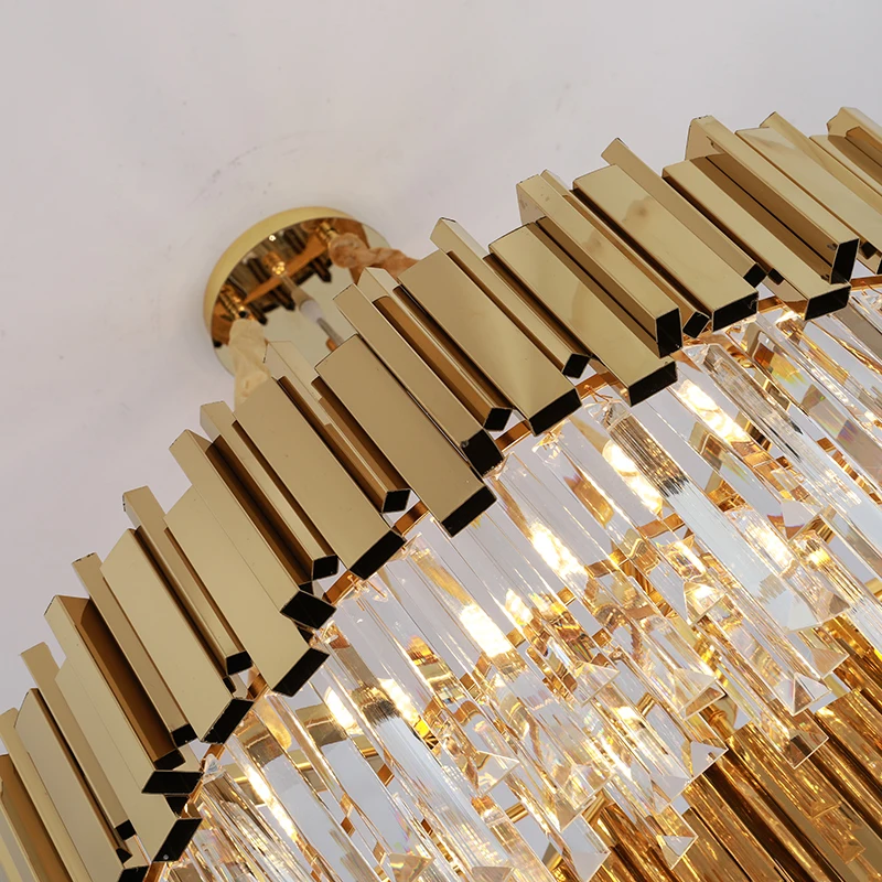 Роскошная золотая стальная Хрустальная светодиодная люстра K9 для гостиной