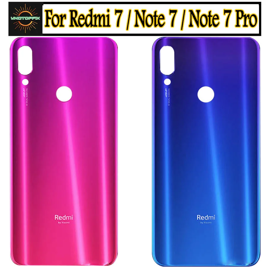 

Крышка батарейного отсека для Xiaomi Redmi Note 7 Pro, задняя крышка корпуса, стеклянная панель для Redmi Note 7, Крышка батарейного отсека