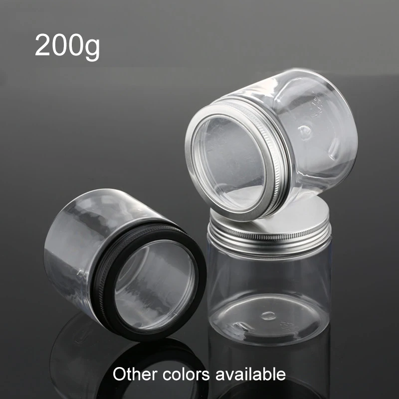 

200g Plastic Jar Empty Cosmetic Mask Cream Body Lotion Container Pill Capsule Tea Packaging Bottle with Window lid Free Shipping