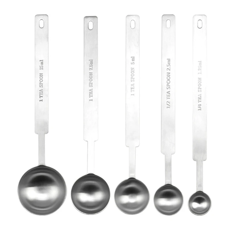 

New High Quality Stainless Steel Measuring Spoons Hook Design Easy to Storage and Clean Multiple-uses Double Scale Unit Gift