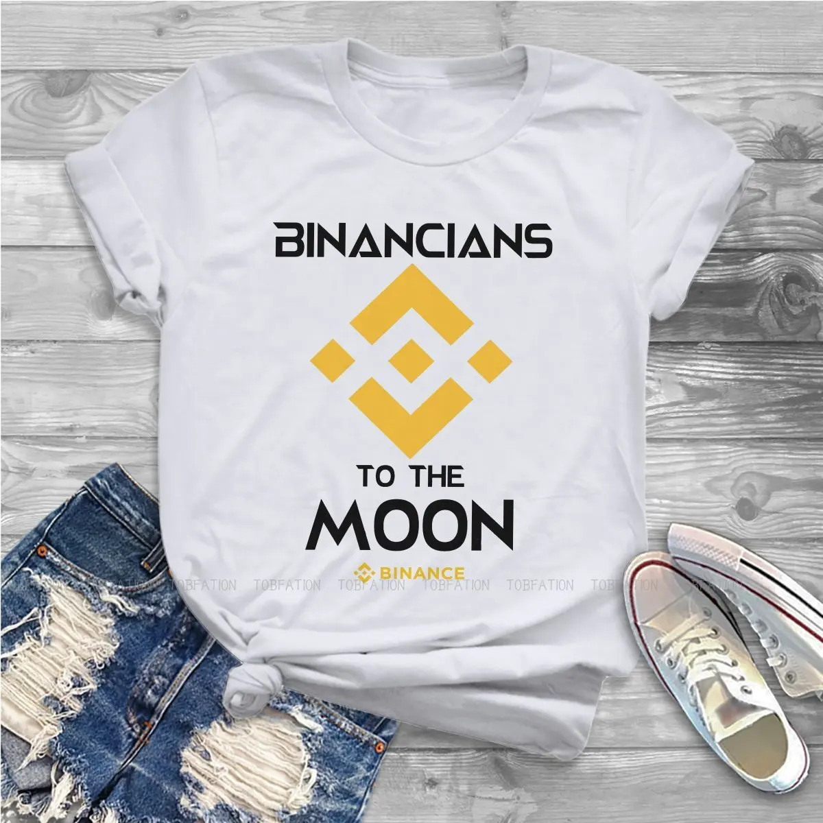 

Binance To the Moon Women Clothes Cryptocurrency Miner T-shirt Kawaii Vintage Female Blusas