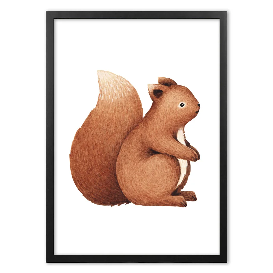 Мультяшные животные белка иллюстрация настенная Бумага Живопись скандинавские