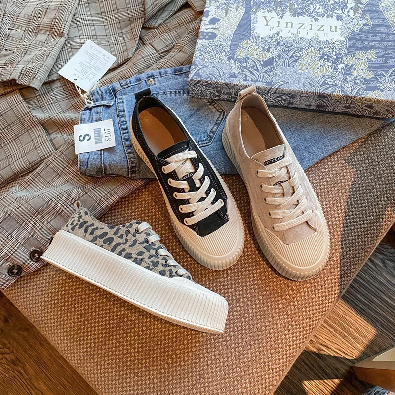 

2021 Canvas Shoes Women's Sneakers Platform Shoes Casual Breathable Comfort Thick Bottom Woman Vulcanized Shoes Increased Height