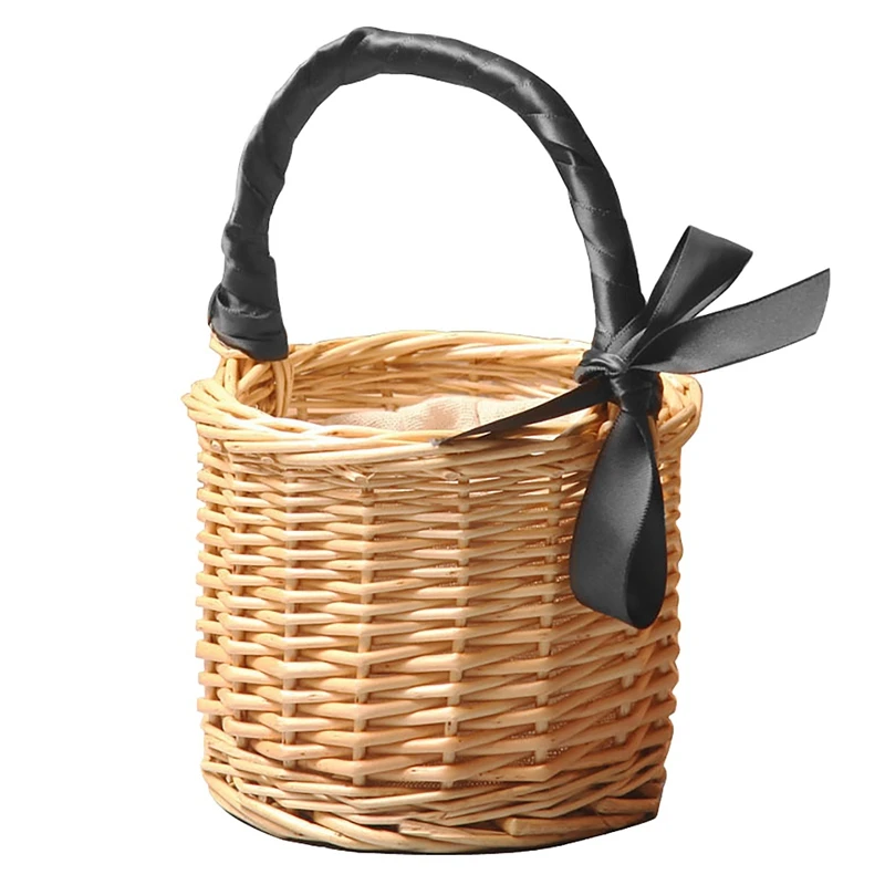 Picnic Basket Mini Wicker Hand Fruit Packaging Decorative Prop | Дом и сад