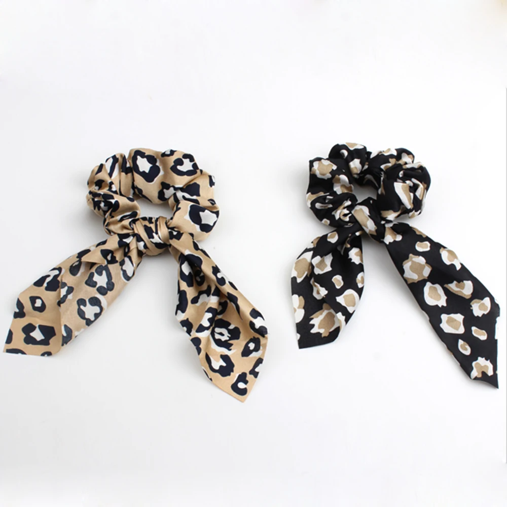 Резинка для волос женская с леопардовым принтом эластичная лента цветочным в