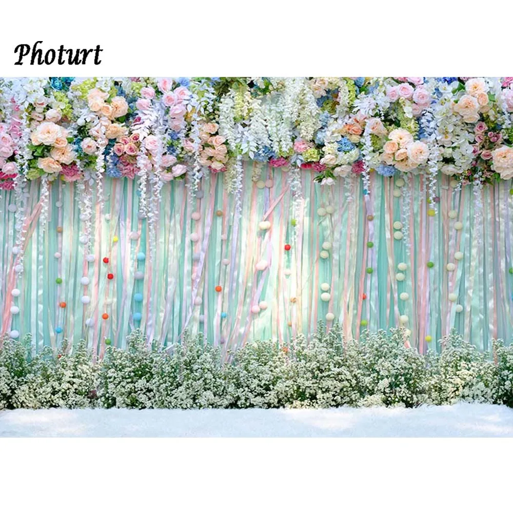 Фотофон Цветочная стена фотография фон для свадьбы свадебный душ Белый Синий