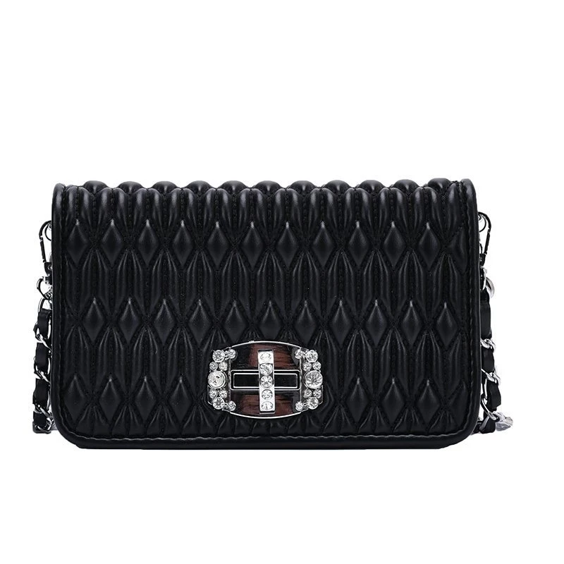 

Ladies handbag 2021 new fashion folding messenger bag messenger bag Xiaoxiang rhombus folding rhinestone chain bag shoulder bag