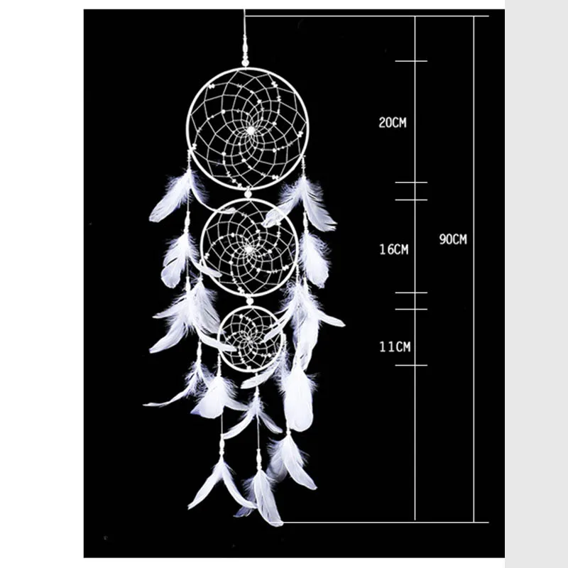 

Oversized White 3-ring Dream Catcher Pendant Wedding Supplies Interior Home Decoration Gift Valentine's Birthday Gift