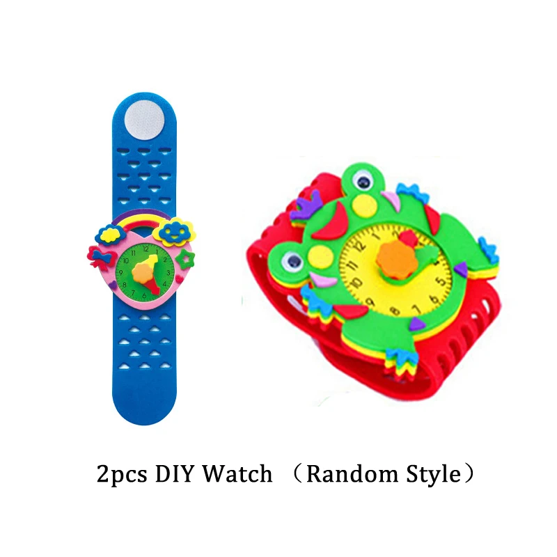 2Pcs Watch 2/6/12 шт DIY 3D эва пенопластовые ремесленные Стикеры часы ручной работы часы обучения Рюкзак Для садика, образовательные игры новые игрушки ZXH - Цвет: 2Pcs Watch