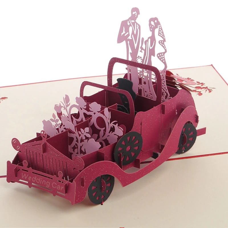 Рождественский автомобиль 3D всплывающие поздравительные открытки юбилей Свадебный на день рождения праздничный открытка приглашения с конвертом мальчик подарки для папы - Цвет: 14