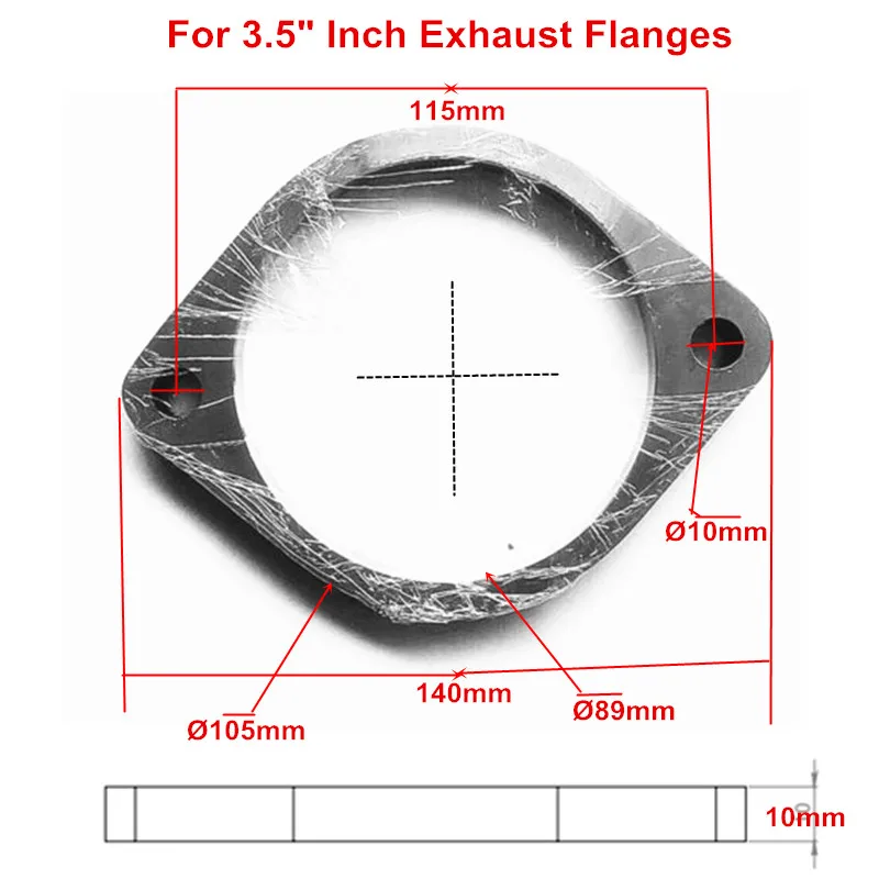 Stainless Steel Oval 2" 2.5" 3" 3.2" 3.5" Exhaust Pipe Flange Gasket 2 Bolts Hole Manifold Collector Flanges Header For All Cars