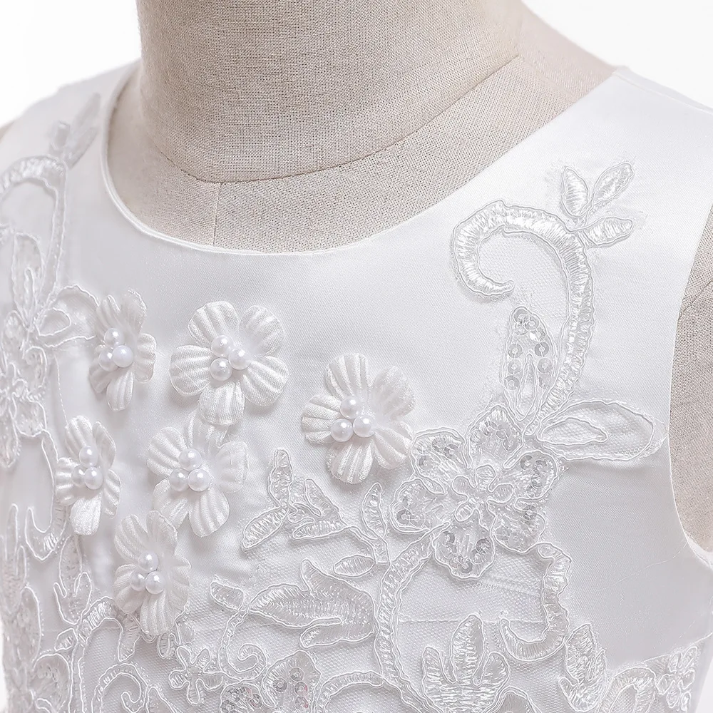 

New Girl Party Dress Nail Bead embroidered Princess Skirt Flower Children's Wedding Dress Piano Performance Dress
